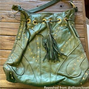 BULGA Red Leather Studded Bag